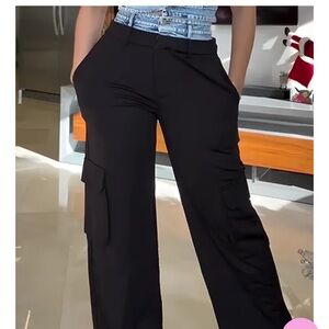 Black Cargo Pants N vest from CURVESHE